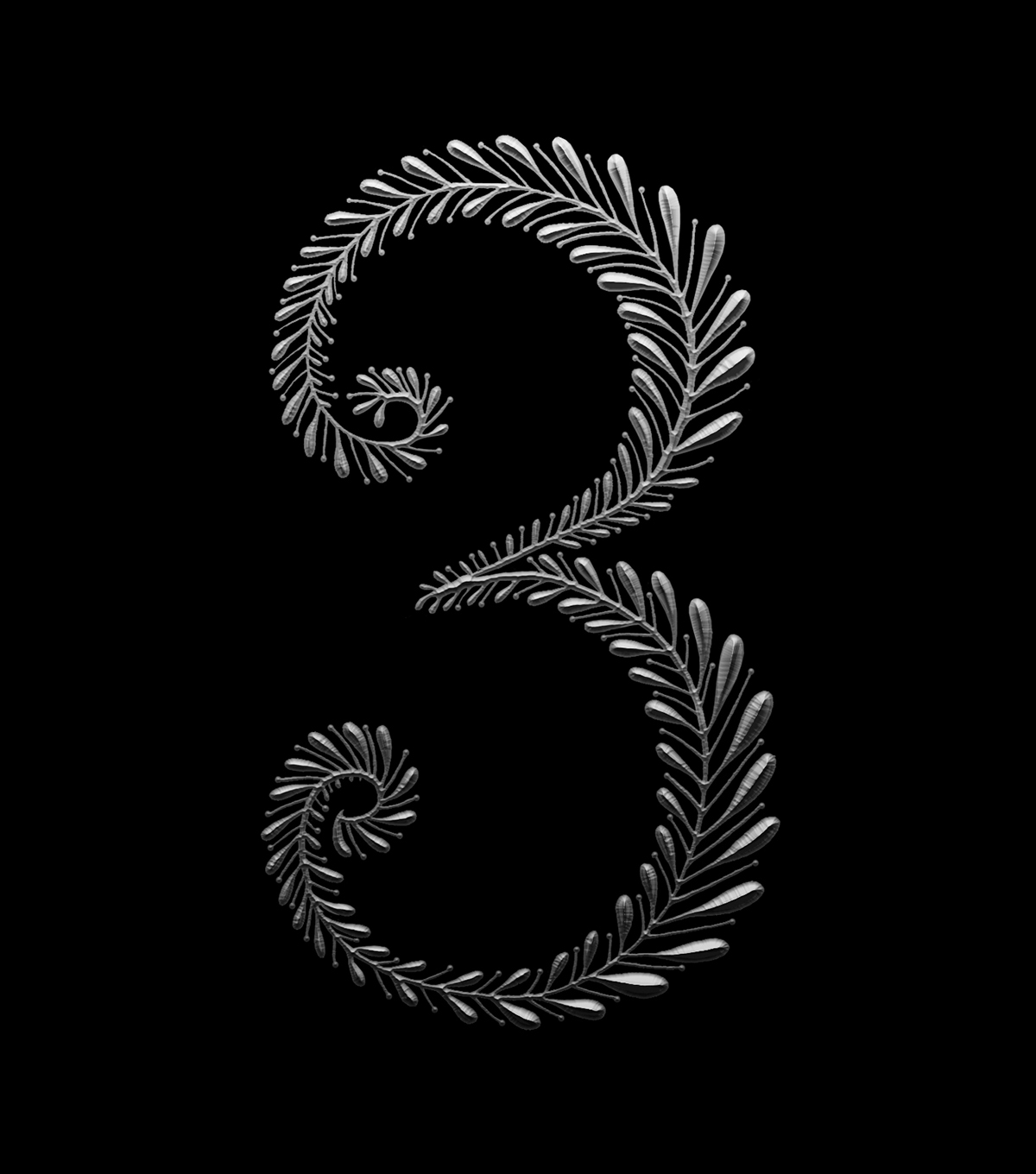 glyph number floral metallic shadow bevel Numbering