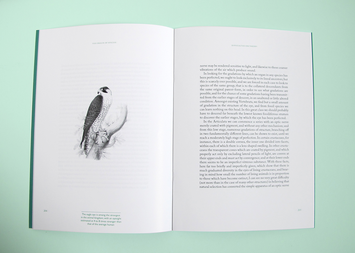 book book design re design origin of species Book Series evolution gradual change Layout green Nature organic type setting animals colourfull