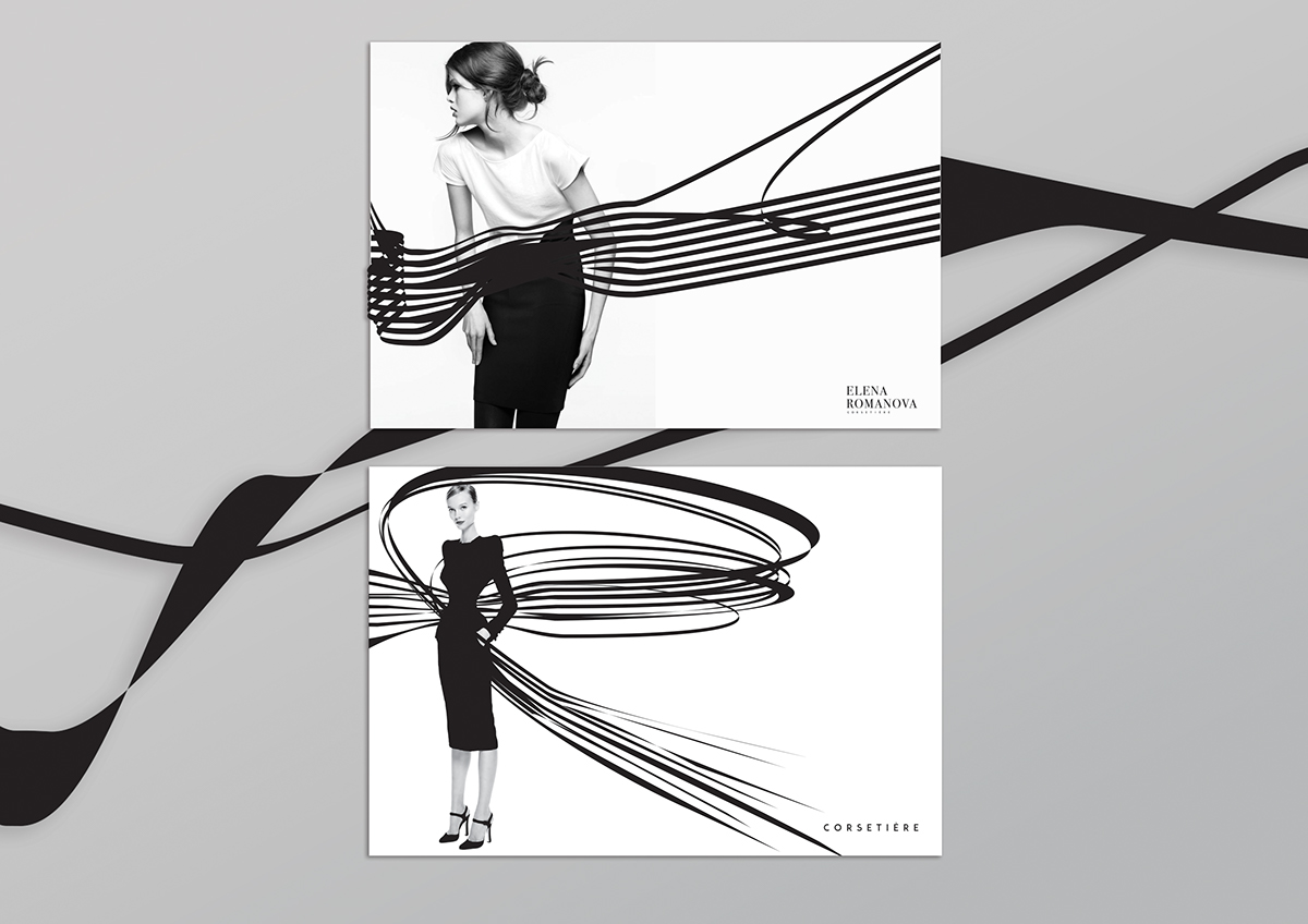 Black&white opp-art strip line corsetiere woman identity illusion