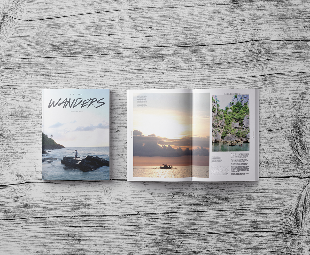 Travel Magazine print design  page design As He Wanders Travel Layout