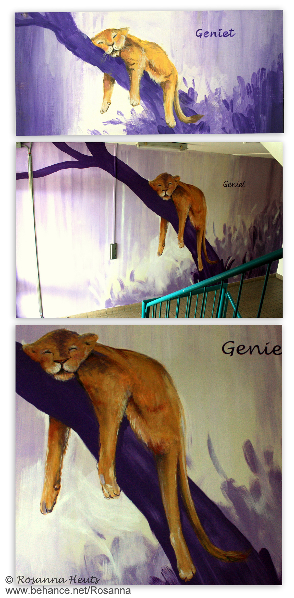 Leeuw lion apartment apartment building flat Mural Mural Painting muurschildering