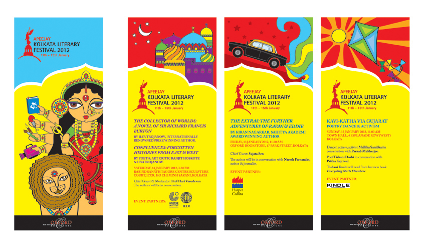 festival book scroll painting fish Durga indian Kolkata design books literary authors
