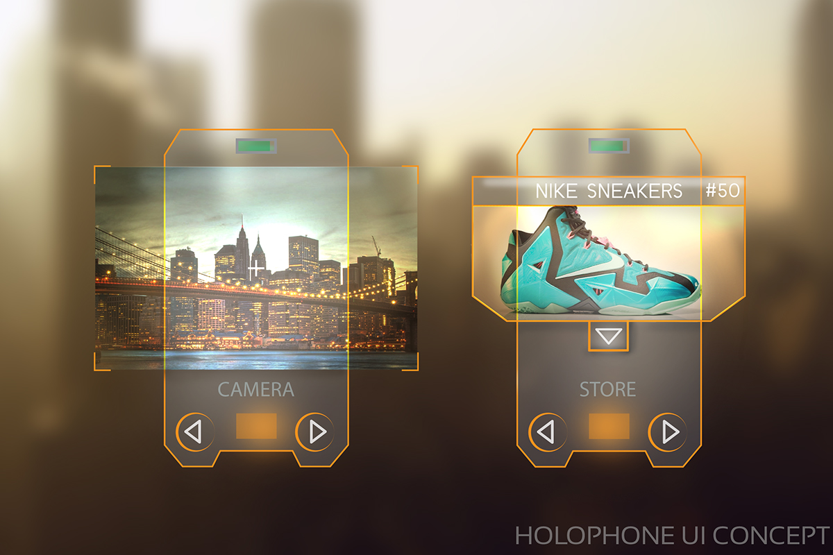 holo hologram tech UI concept phone future futuristic logo brand mobile app map icons ux