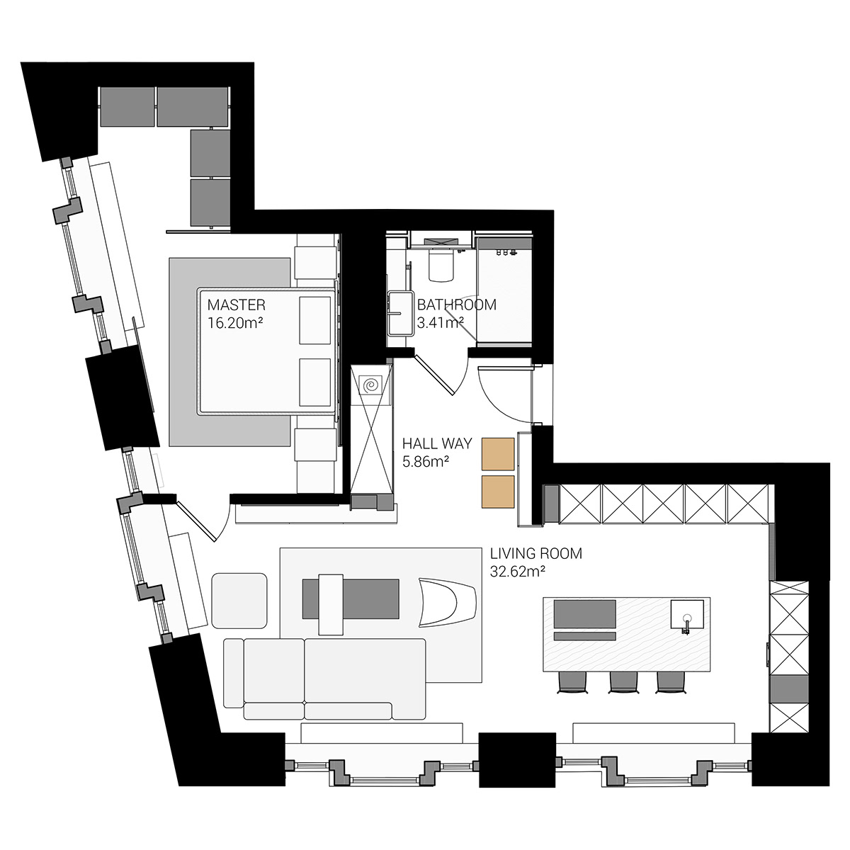 apartment bathroom bedroom interior design  kitchen living room minimal modern monochrome whiteinterior