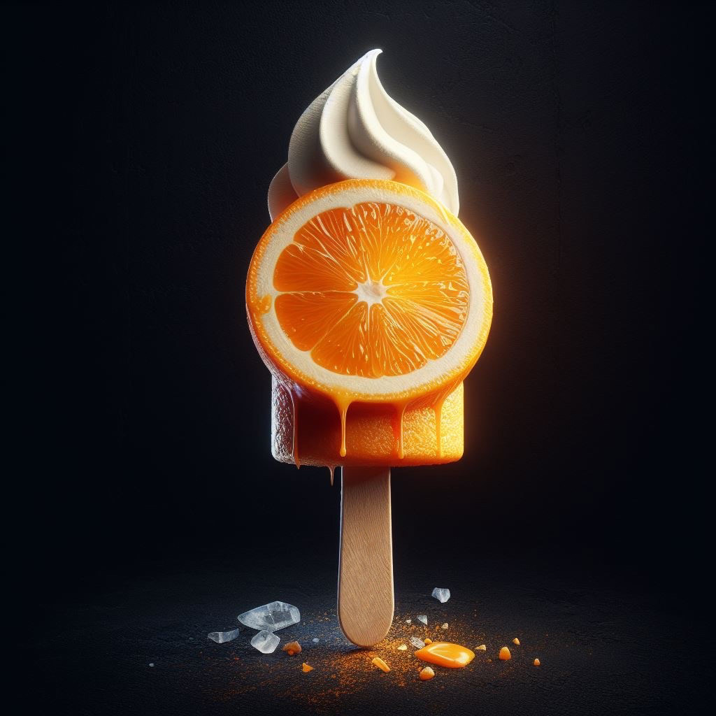 vanilla orange icecream cone stick