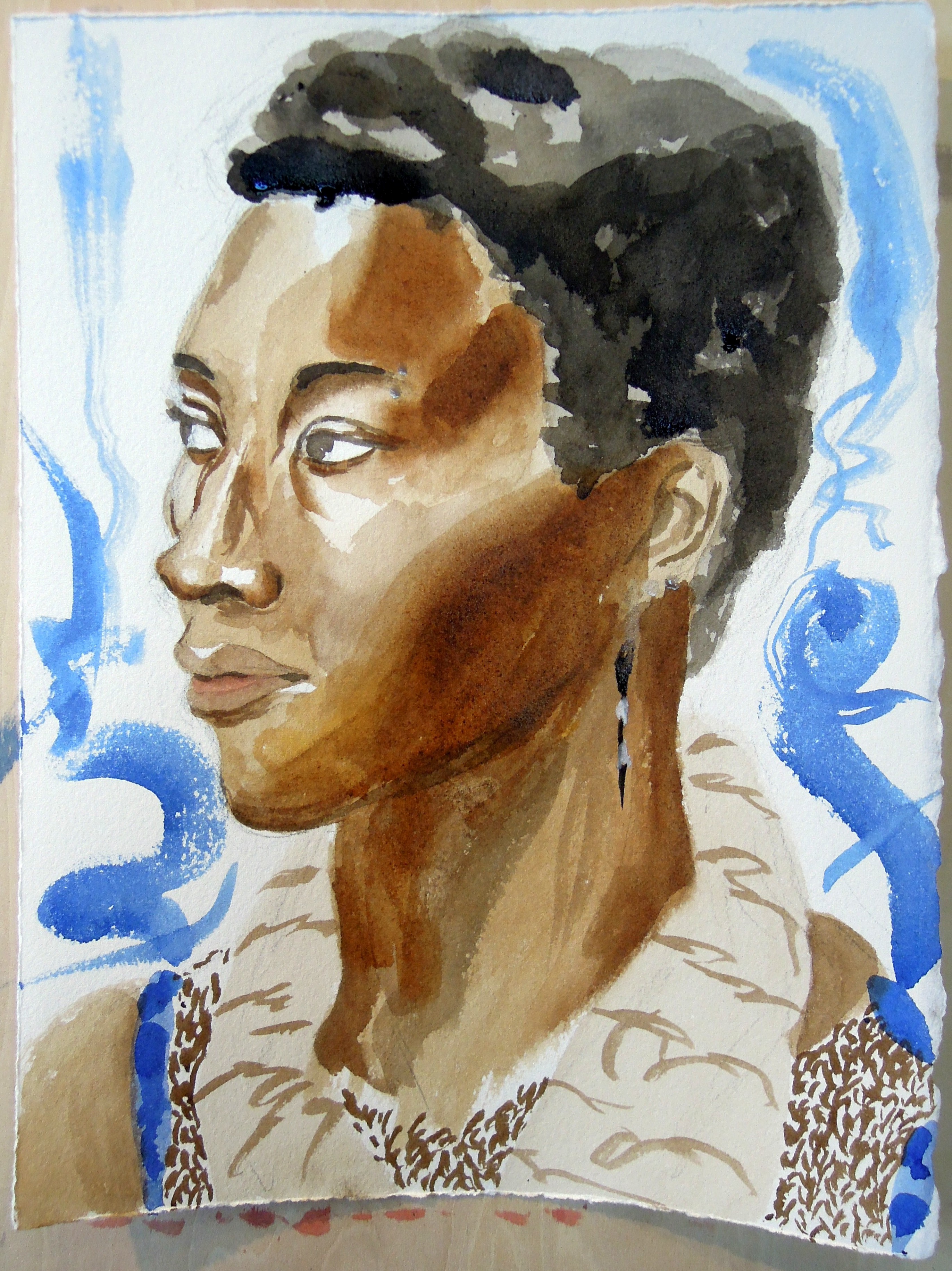 Portrait of Adwoa in watercolor, 2014