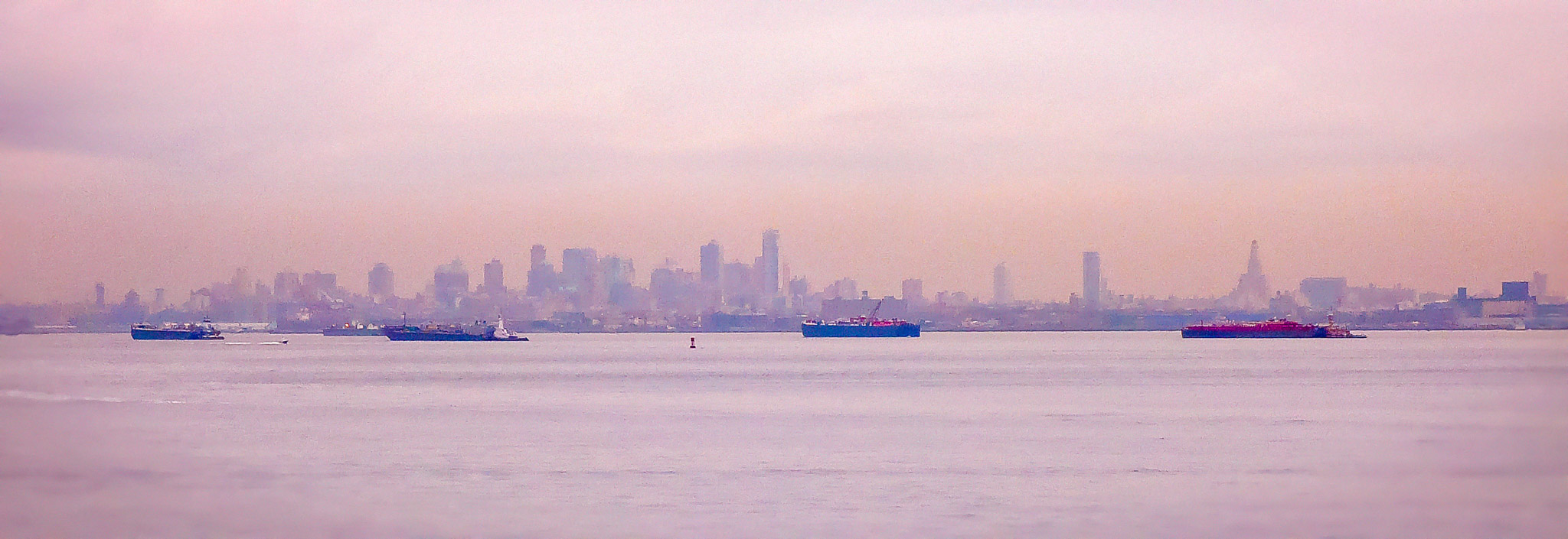Evening view of New York skyline