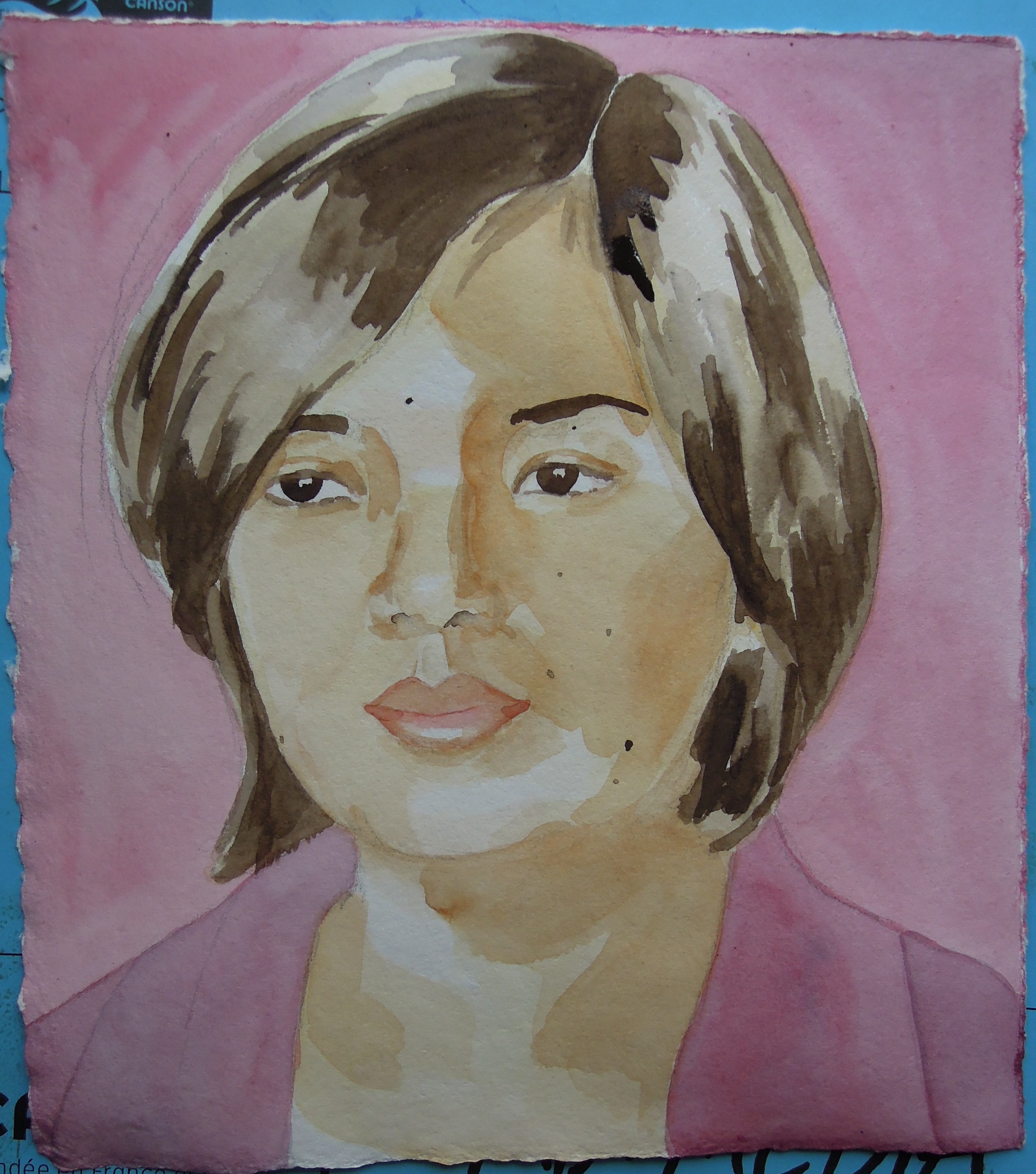 Portrait of my sister in watercolor, 2014