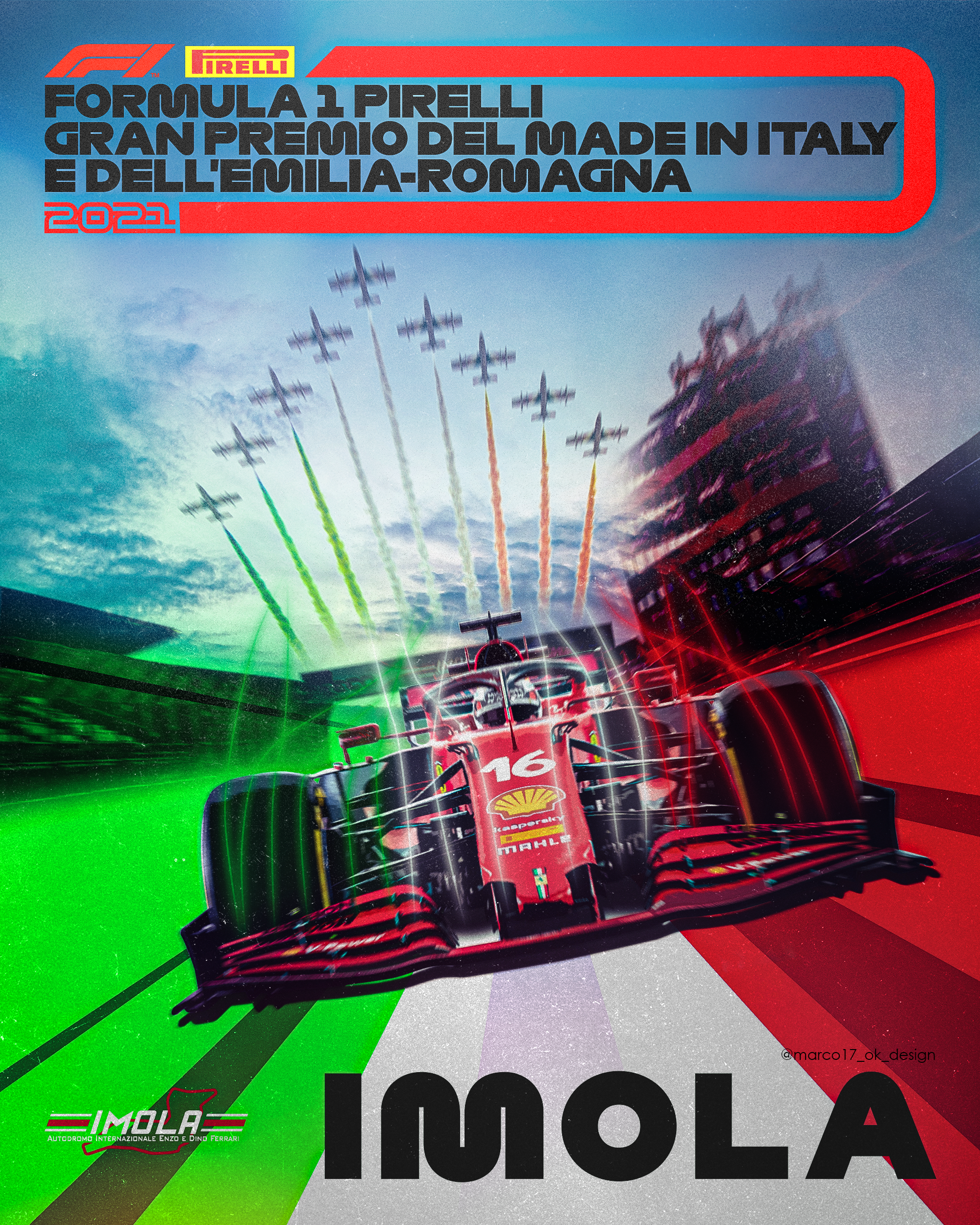 2021 F1 Imola Italian Grand Prix Ferrari Formula One Art Print Poster  22x17in #