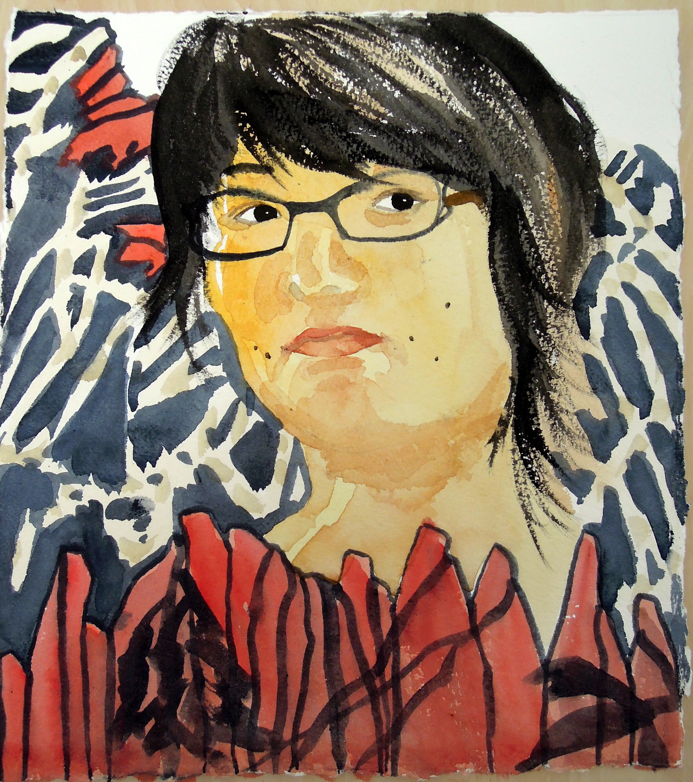Self-portrait in watercolor, 2014
