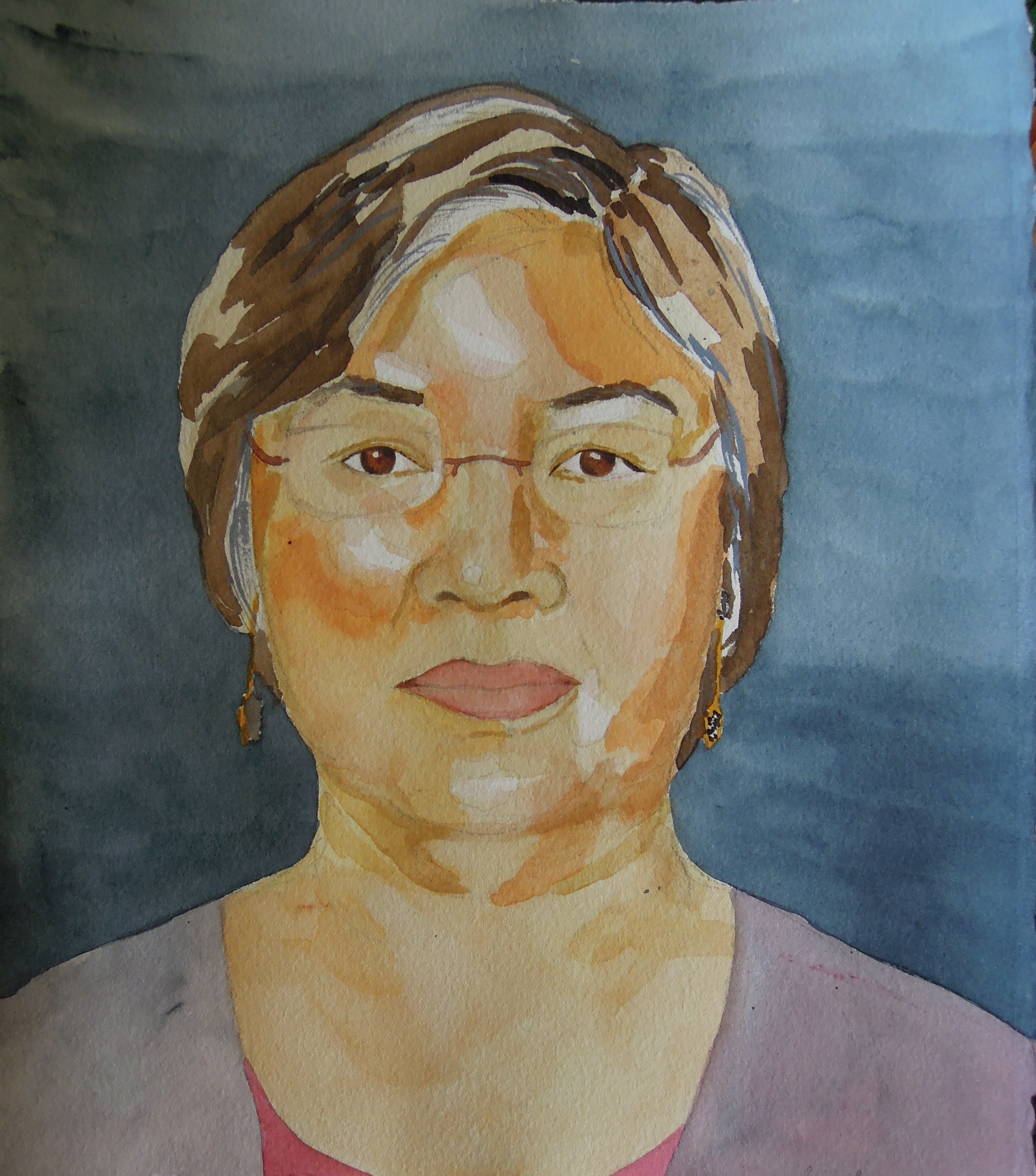 Portrait of my mother in watercolor, 2014