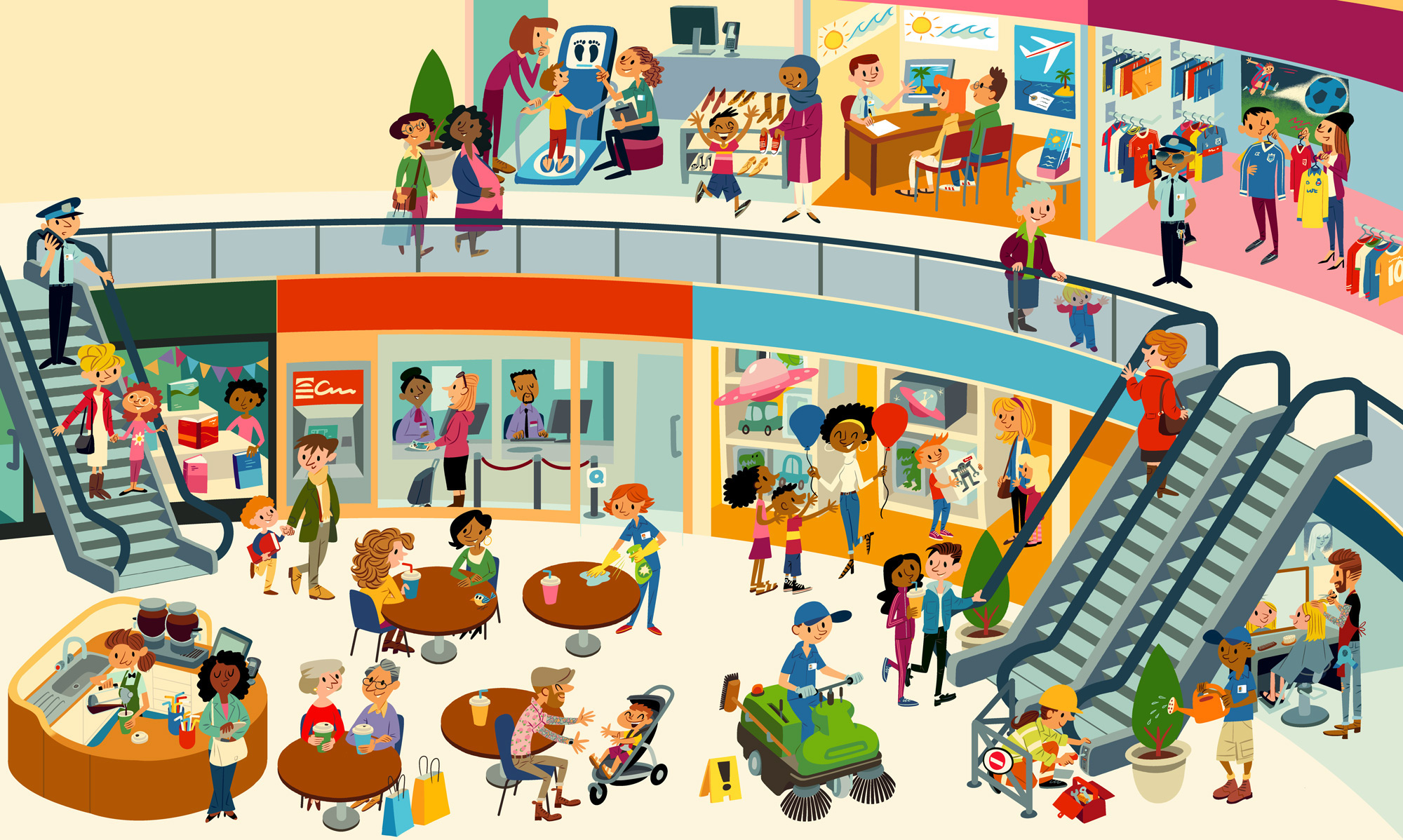 Objects and people. Дети в общественных местах. Магазин иллюстрация. Магазин картинка для детей. Общественные места.