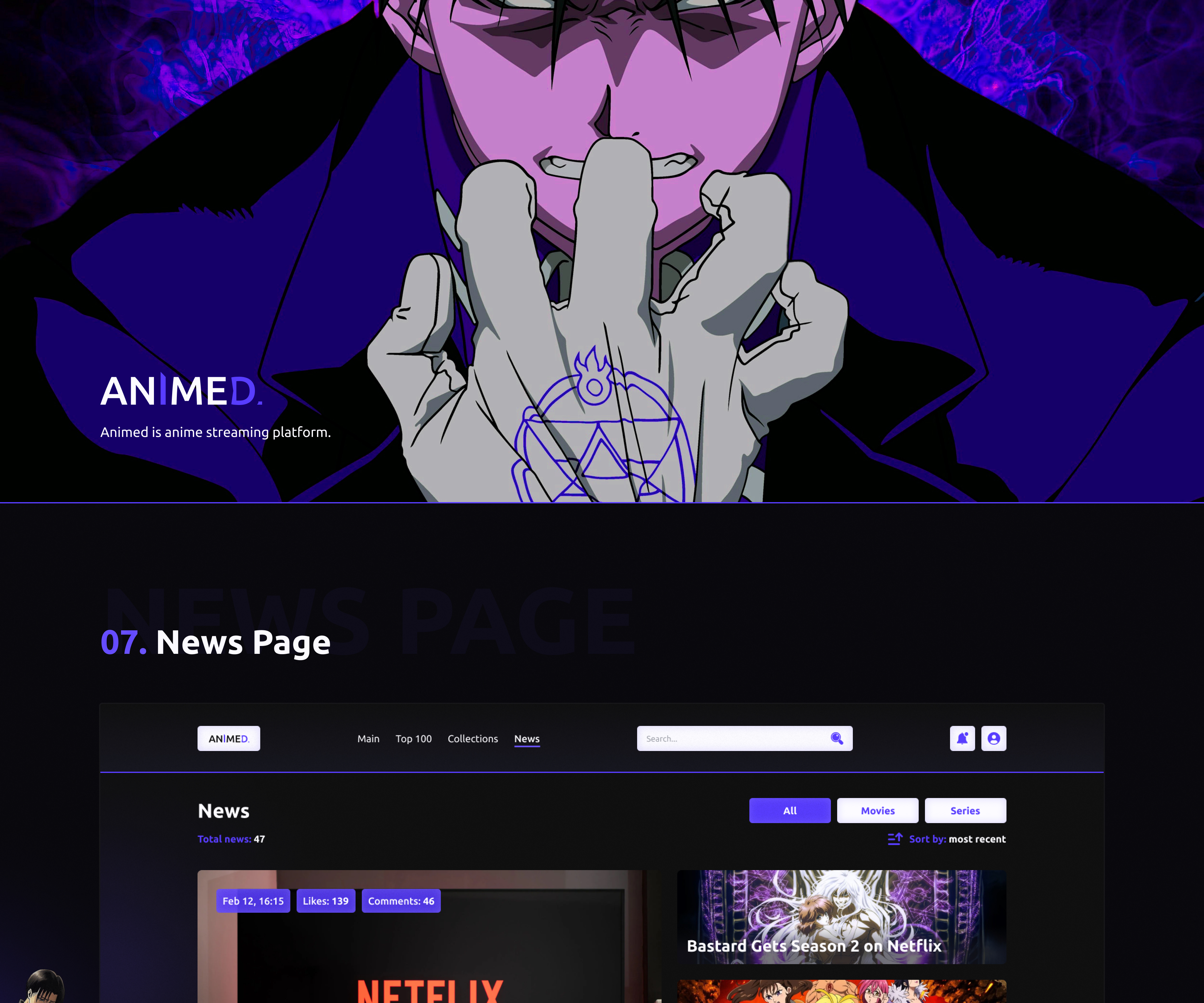 Anime Streaming Website Design by Rima on Dribbble