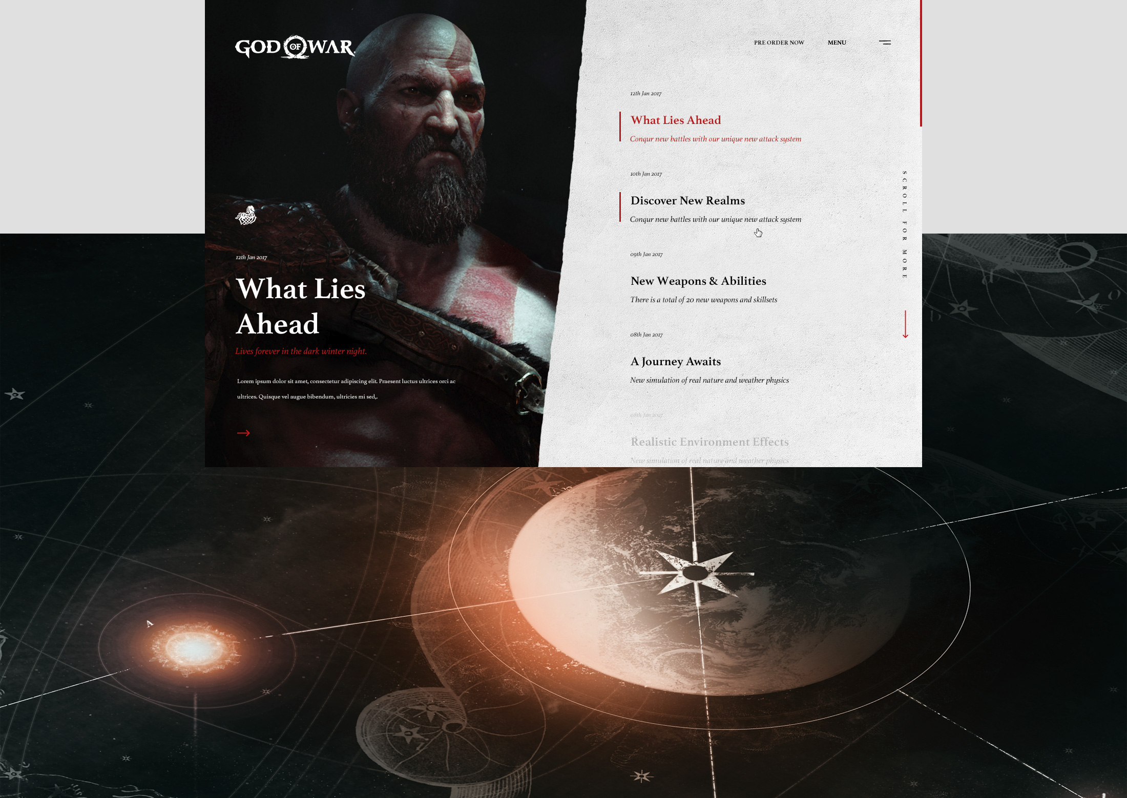 Web Design & UI/UX for the God of War 4 game