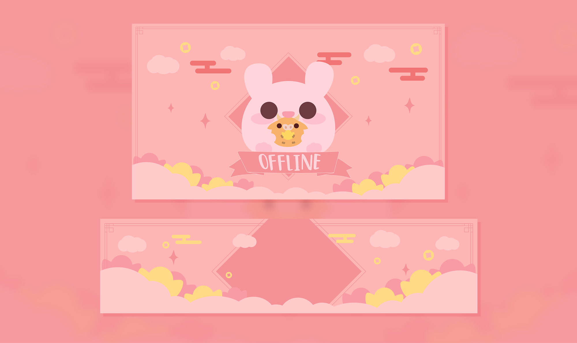 Twitch Banner Clouds Twitch Banner Kawaii Twitch (Instant Download