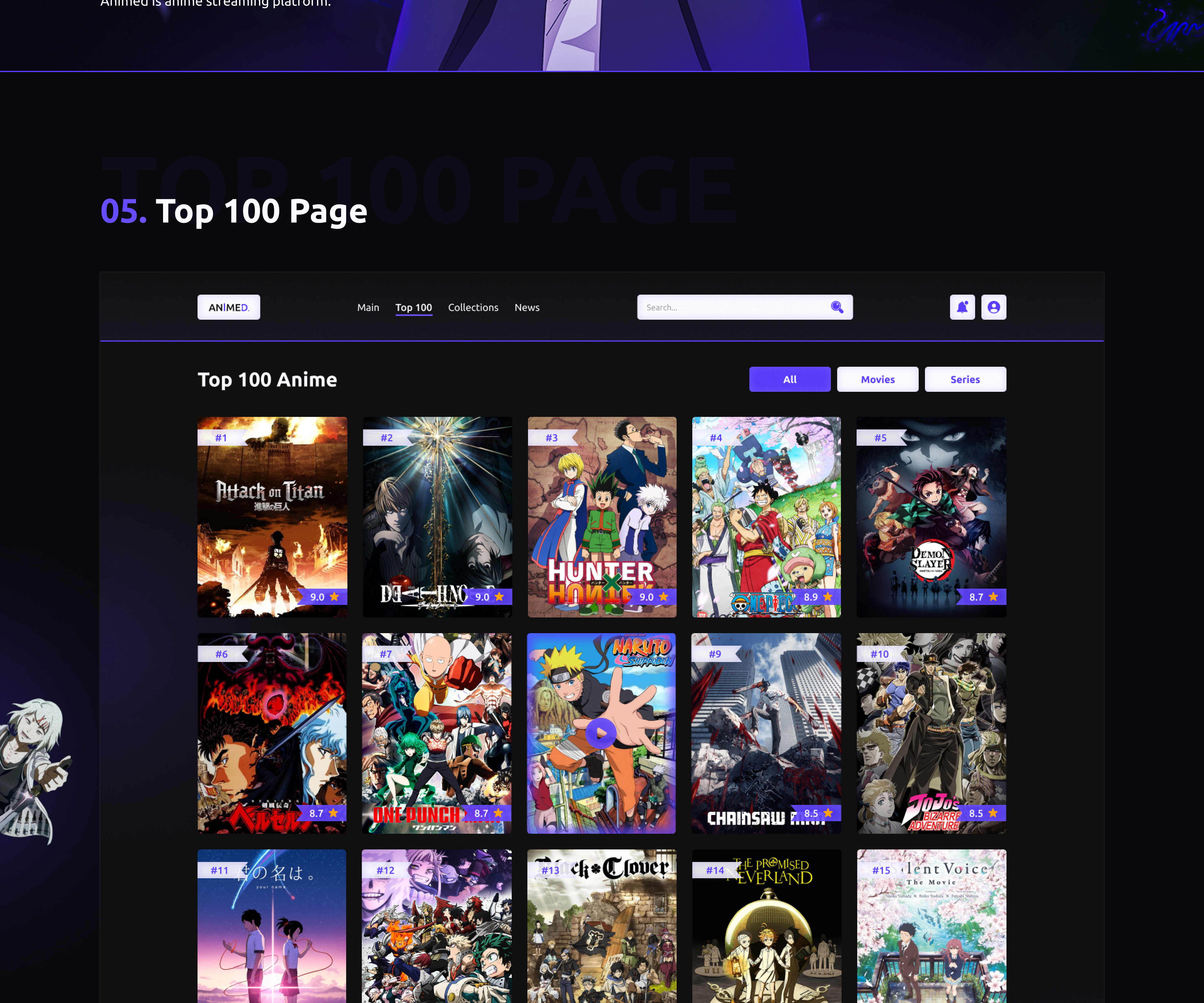 Anime Website on Behance