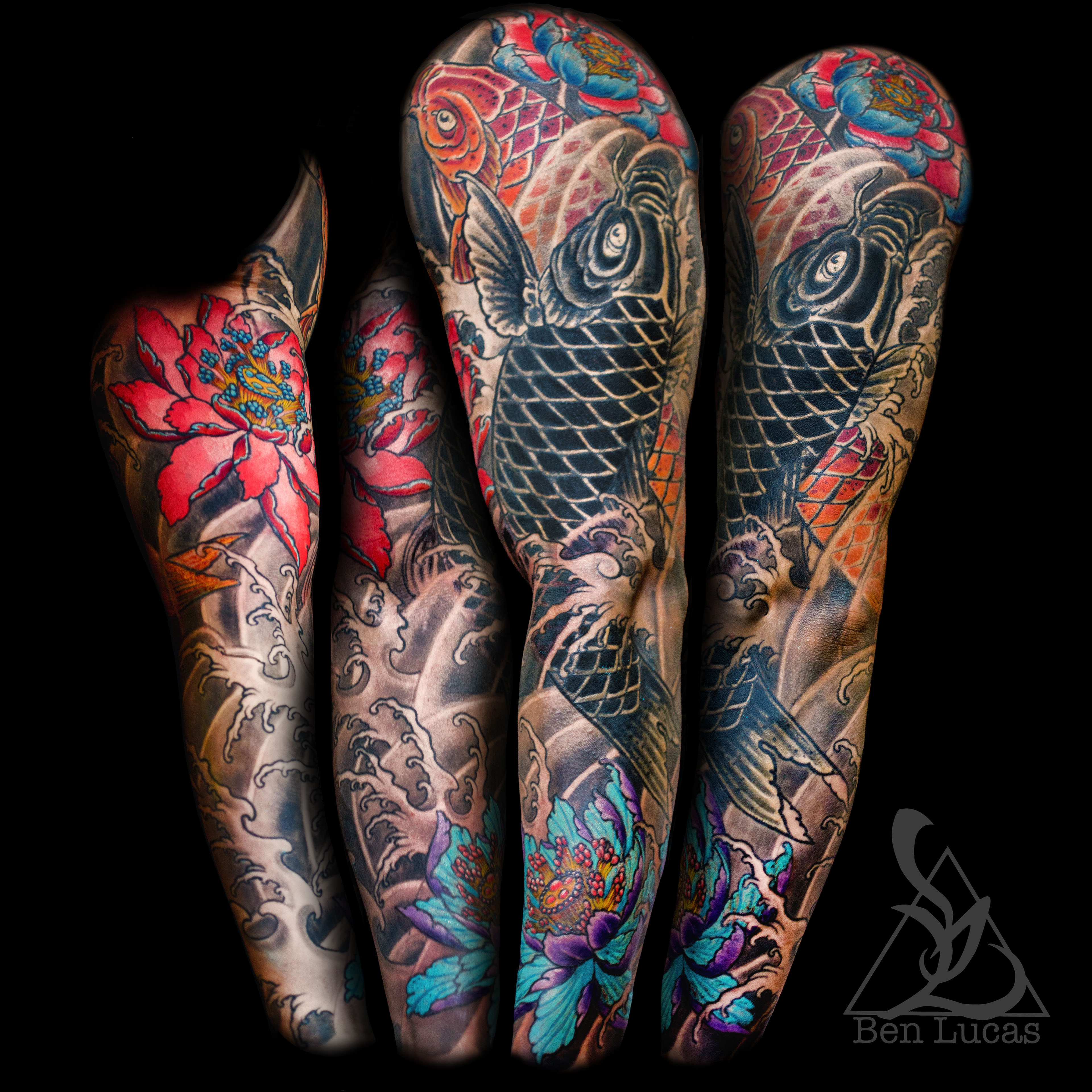 Japanese Koi Sleeve Tattoo