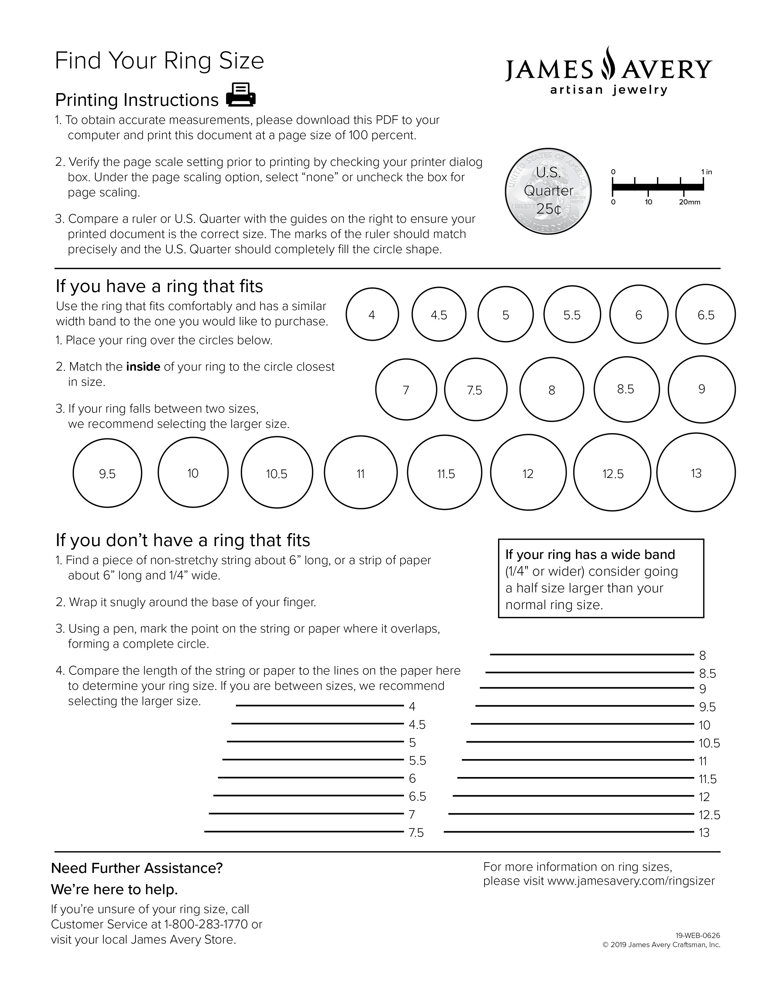 Ring & Bracelet Size Guide & Chart