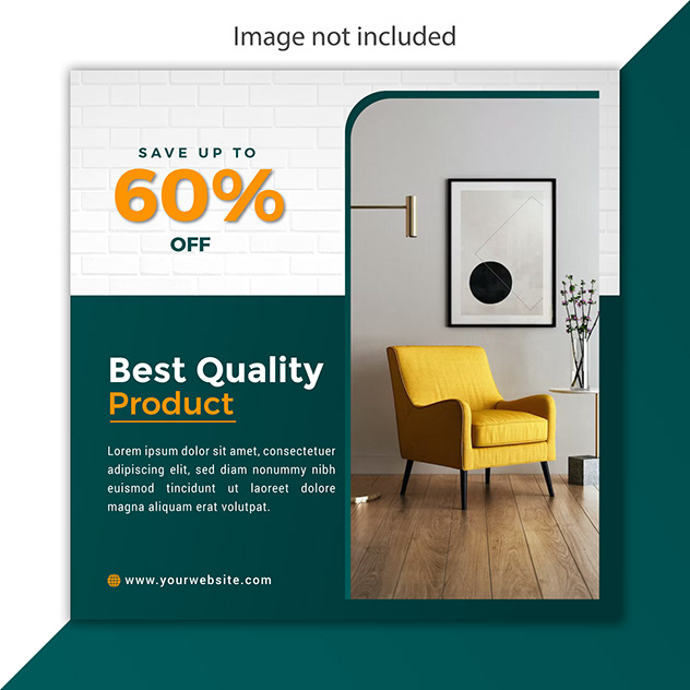 vector flat furniture square flyer template and post design.