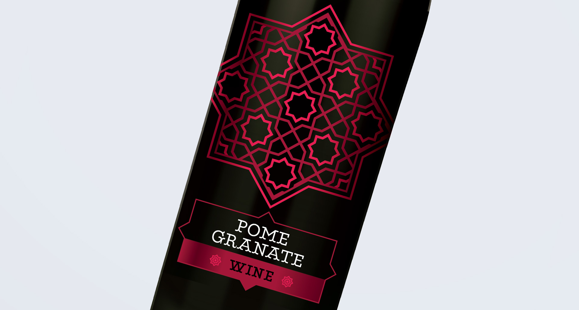 Case study for pomegranate wine label including logo