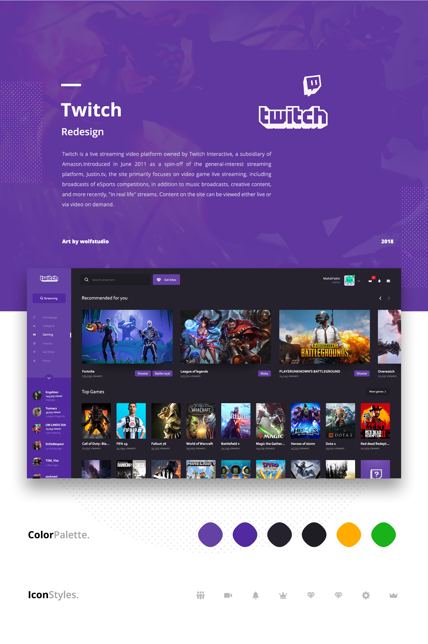 Twitch.tv Android App Redesign Concept on Behance