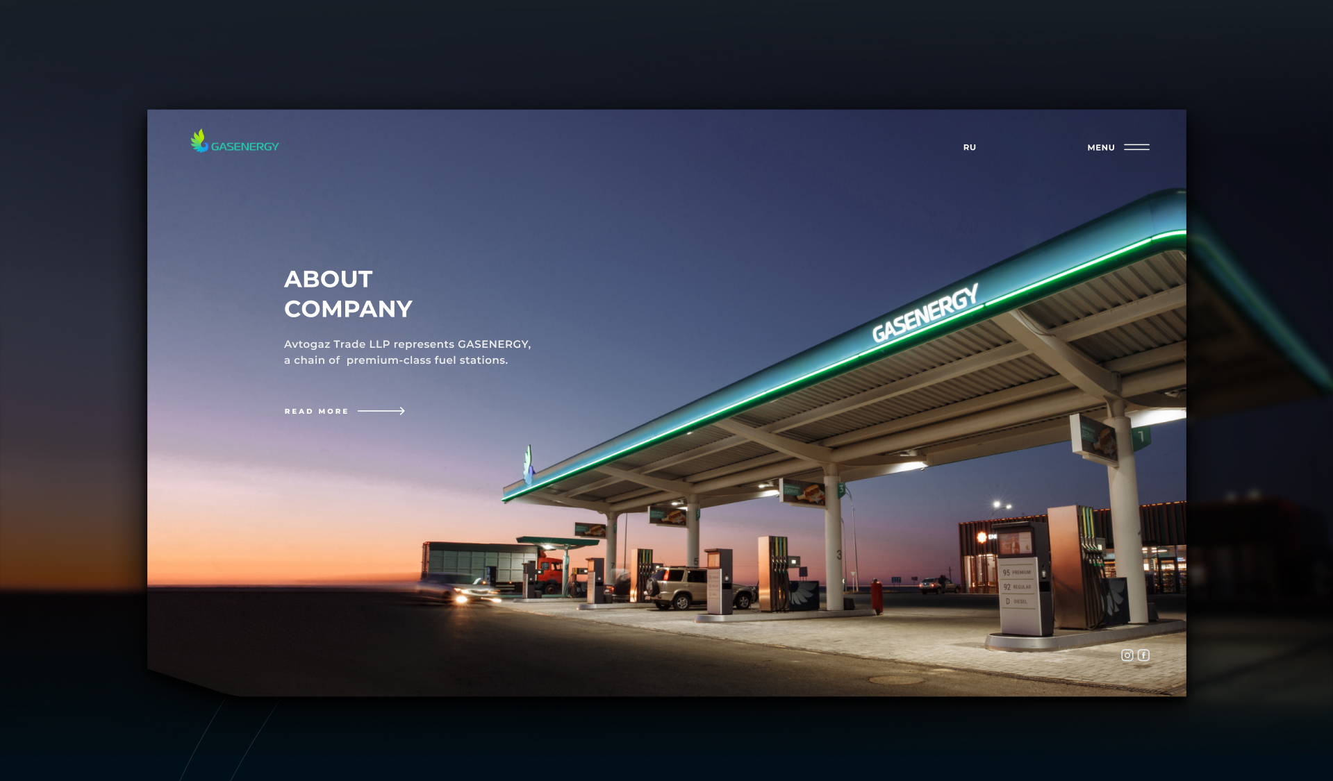 About company page example demonstrates a gas station