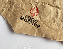 Crumpled Paper and Embossed Logo Mockup