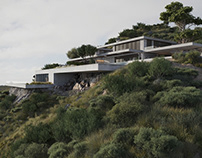 Concept of modern villa in Greece