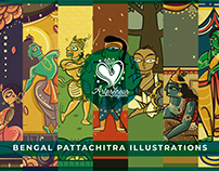 50 Bengal Pattachitra Indian Folk Illustrations