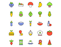 Colored Vegetarian Food Icons