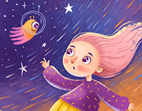 Girl in space (illustration)