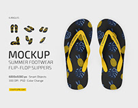 Summer Footwear Flip-Flop Slippers Mockup Set