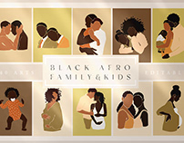 Abstract Black Afro Family&Kids