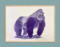 gorilla risograph print