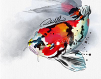 Watercolor koi fish