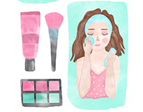 Woman with Makeup Accessory Illustration