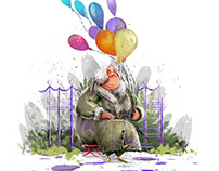 Balloon Lady - spot illustration