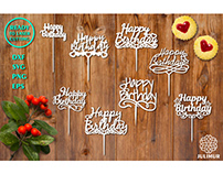 Set of Happy birthday toppers
