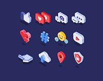 Isometric Social Media Icons