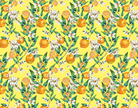 Watercolor Spring Lemon pattern