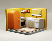 Cute isometric kitchen (Blender)