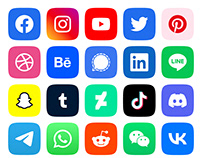 20 Free Vector Flat Social Media Icons 2022