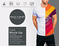 Round neck men t-shirt mock up free PSD template