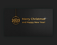 2023 New Year Christmas golden greeting card templae