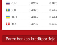 Currency rate terminal for Parex banka