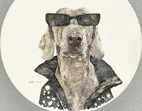 酷狗 Cool Dog  Φ40cm acrylic ink on canvas
