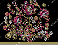 A beautiful embroidery illustration for digital print.
