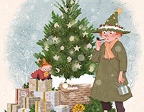 Christmas digital illustrations with moomin trolls