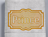 embossed embroidery prince lettering