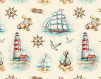 Nautical illustrations and pattern design